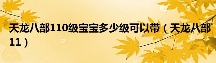 天龙八部110级宝宝多少级可以带（天龙八部11）