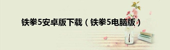 铁拳5安卓版下载（铁拳5电脑版）