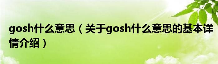 gosh什么意思（关于gosh什么意思的基本详情介绍）