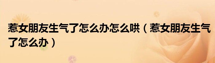 惹女朋友生气了怎么办怎么哄（惹女朋友生气了怎么办）