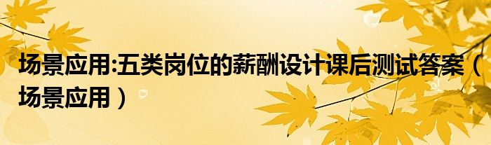 场景应用:五类岗位的薪酬设计课后测试答案（场景应用）