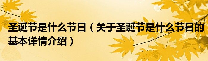 圣诞节是什么节日（关于圣诞节是什么节日的基本详情介绍）