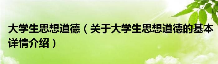 大学生思想道德（关于大学生思想道德的基本详情介绍）