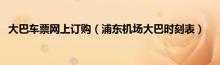 大巴车票网上订购（浦东机场大巴时刻表）