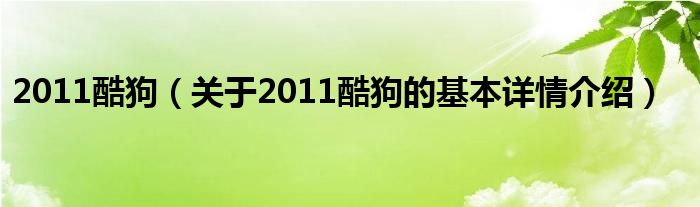 2011酷狗（关于2011酷狗的基本详情介绍）