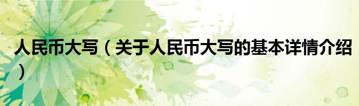 人民币大写（关于人民币大写的基本详情介绍）