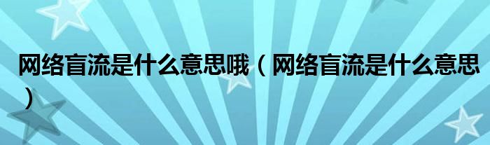 网络盲流是什么意思哦（网络盲流是什么意思）