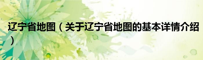 辽宁省地图（关于辽宁省地图的基本详情介绍）