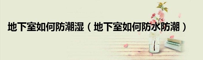 地下室如何防潮湿（地下室如何防水防潮）