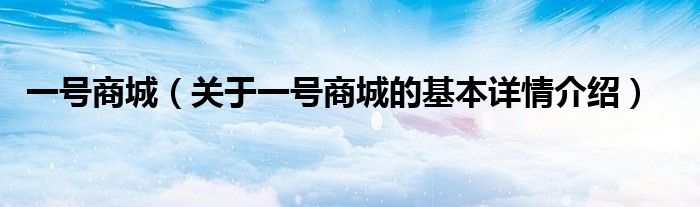 一号商城（关于一号商城的基本详情介绍）