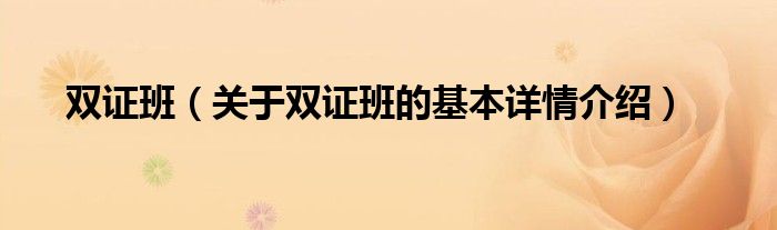 双证班（关于双证班的基本详情介绍）