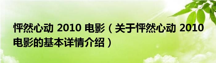 怦然心动 2010 电影（关于怦然心动 2010 电影的基本详情介绍）