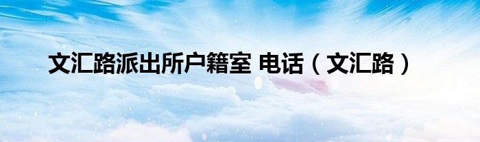 文汇路派出所户籍室 电话（文汇路）