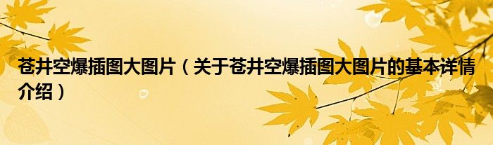 苍井空爆插图大图片（关于苍井空爆插图大图片的基本详情介绍）