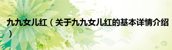 九九女儿红（关于九九女儿红的基本详情介绍）