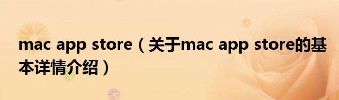 mac app store（关于mac app store的基本详情介绍）