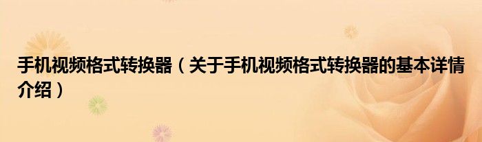 手机视频格式转换器（关于手机视频格式转换器的基本详情介绍）