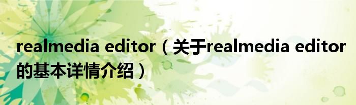 realmedia editor（关于realmedia editor的基本详情介绍）
