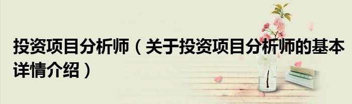 投资项目分析师（关于投资项目分析师的基本详情介绍）