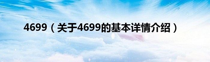 4699（关于4699的基本详情介绍）