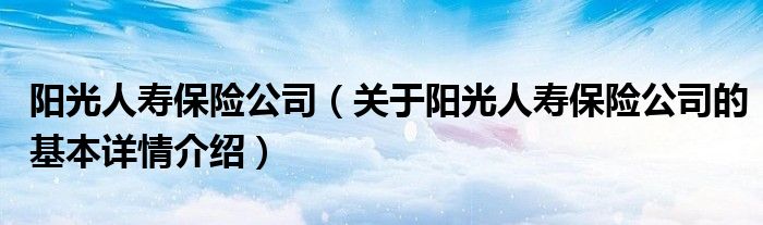阳光人寿保险公司（关于阳光人寿保险公司的基本详情介绍）