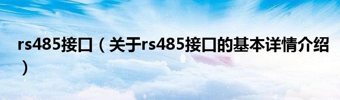 rs485接口（关于rs485接口的基本详情介绍）