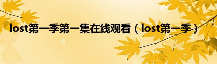 lost第一季第一集在线观看（lost第一季）
