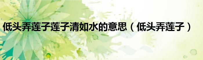 低头弄莲子莲子清如水的意思（低头弄莲子）