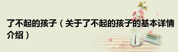 了不起的孩子（关于了不起的孩子的基本详情介绍）