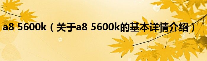 a8 5600k（关于a8 5600k的基本详情介绍）