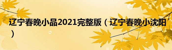 辽宁春晚小品2021完整版（辽宁春晚小沈阳）