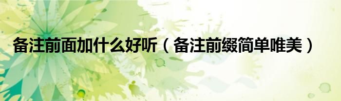 备注前面加什么好听（备注前缀简单唯美）