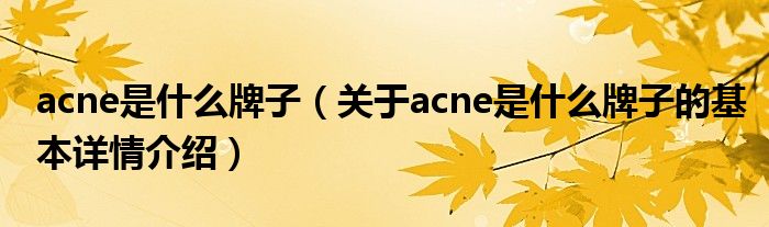 acne是什么牌子（关于acne是什么牌子的基本详情介绍）
