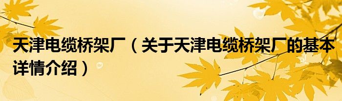 天津电缆桥架厂（关于天津电缆桥架厂的基本详情介绍）