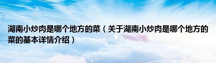 湖南小炒肉是哪个地方的菜（关于湖南小炒肉是哪个地方的菜的基本详情介绍）