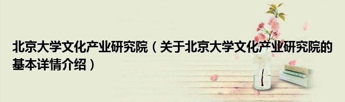 北京大学文化产业研究院（关于北京大学文化产业研究院的基本详情介绍）