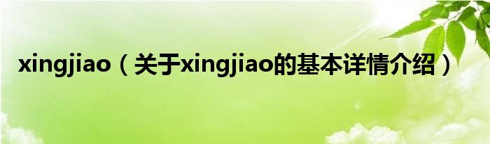 xingjiao（关于xingjiao的基本详情介绍）