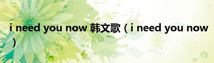 i need you now 韩文歌（i need you now）