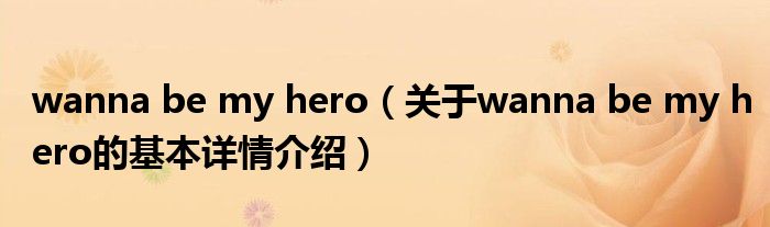 wanna be my hero（关于wanna be my hero的基本详情介绍）