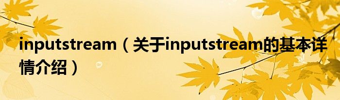 inputstream（关于inputstream的基本详情介绍）