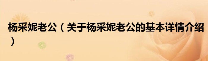 杨采妮老公（关于杨采妮老公的基本详情介绍）