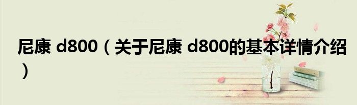 尼康 d800（关于尼康 d800的基本详情介绍）