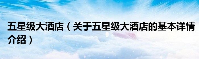 五星级大酒店（关于五星级大酒店的基本详情介绍）