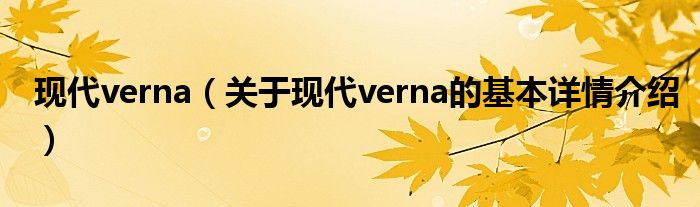 现代verna（关于现代verna的基本详情介绍）