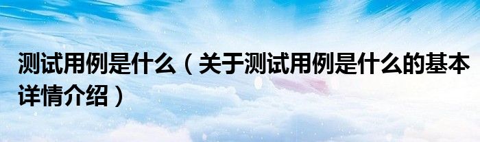 测试用例是什么（关于测试用例是什么的基本详情介绍）