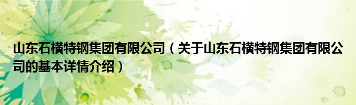 山东石横特钢集团有限公司（关于山东石横特钢集团有限公司的基本详情介绍）