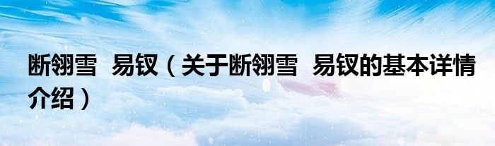 断翎雪  易钗（关于断翎雪  易钗的基本详情介绍）