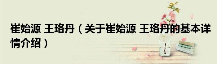 崔始源 王珞丹（关于崔始源 王珞丹的基本详情介绍）