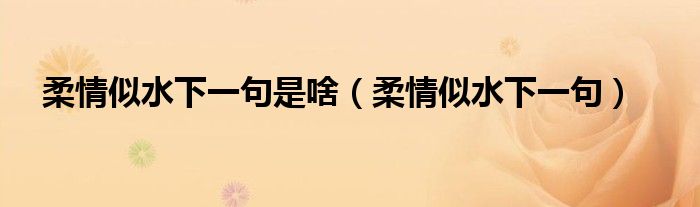 柔情似水下一句是啥（柔情似水下一句）