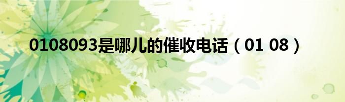 0108093是哪儿的催收电话（01 08）